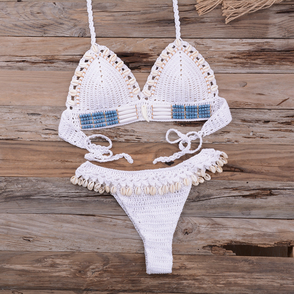 Maillot de bain 2 pièces tricot coquillage