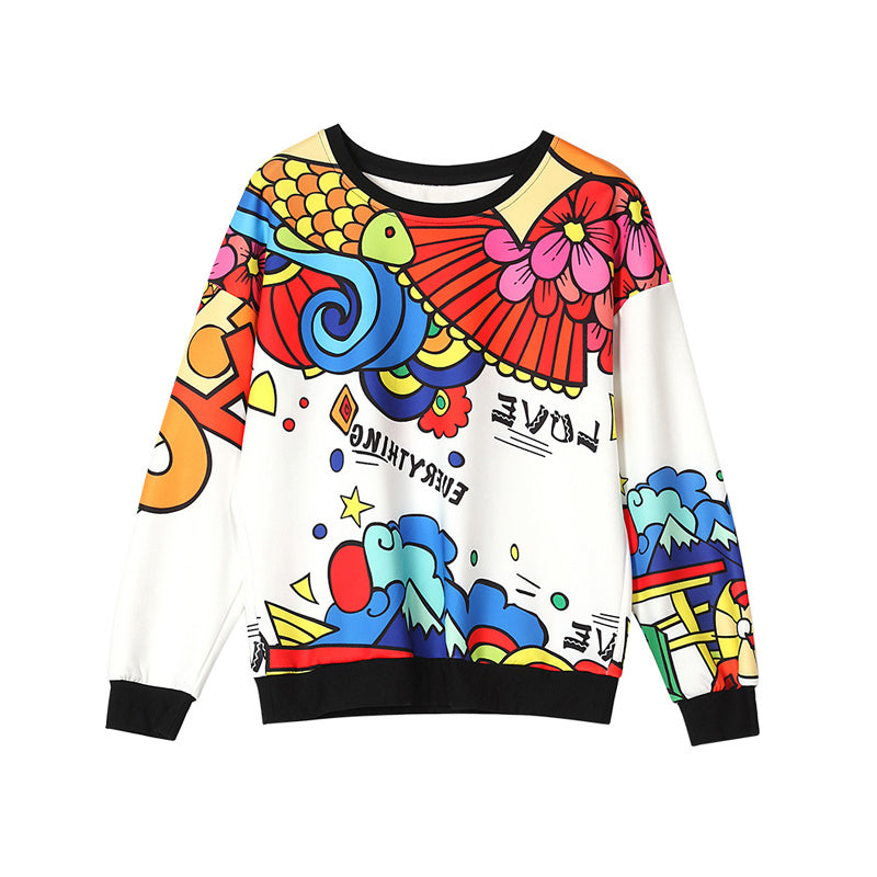 T-shirt ample à manches longues imprimé - Chic&Shines