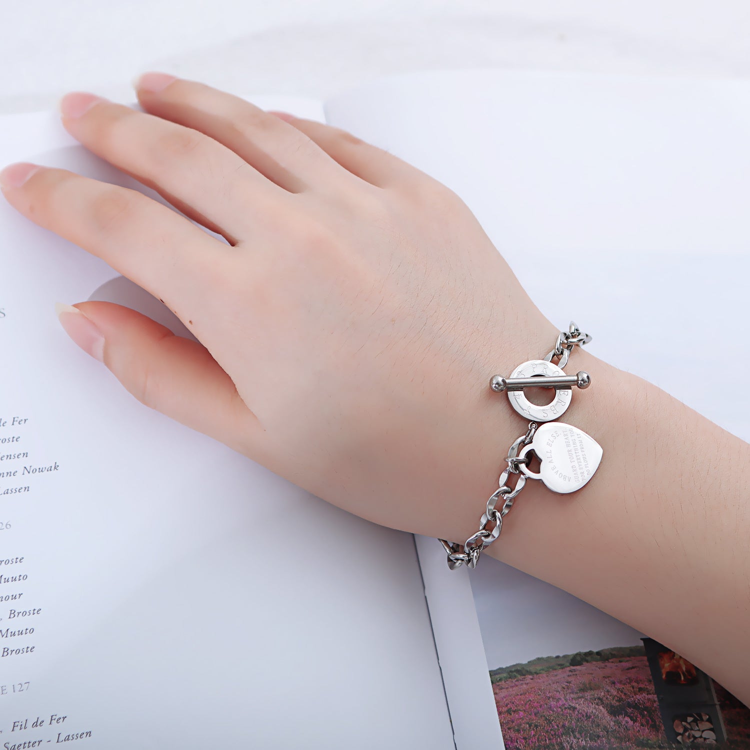 Bracelet pendentif cœur en acier titane - Chic&Shines
