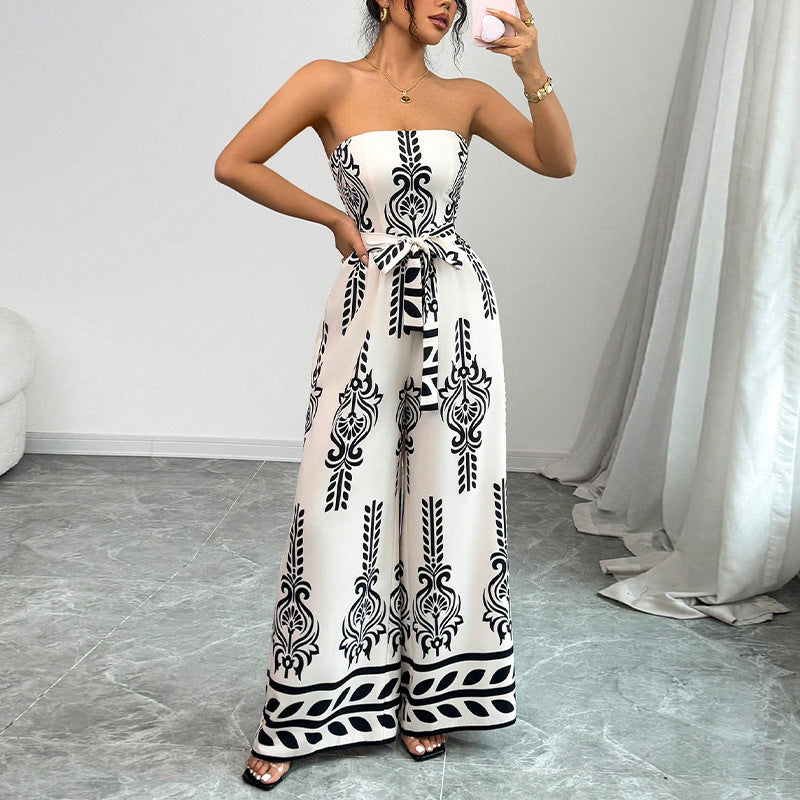 Combinaison pantalon bustier imprimée - Chic&Shines