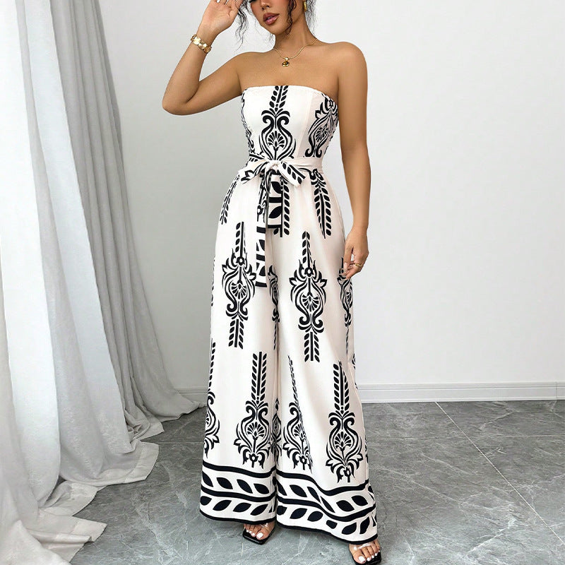 Combinaison pantalon bustier imprimée - Chic&Shines