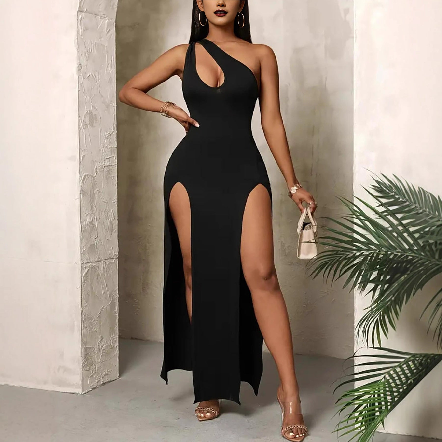 Robe longue fendue sexy à épaules dénudées - Chic&Shines