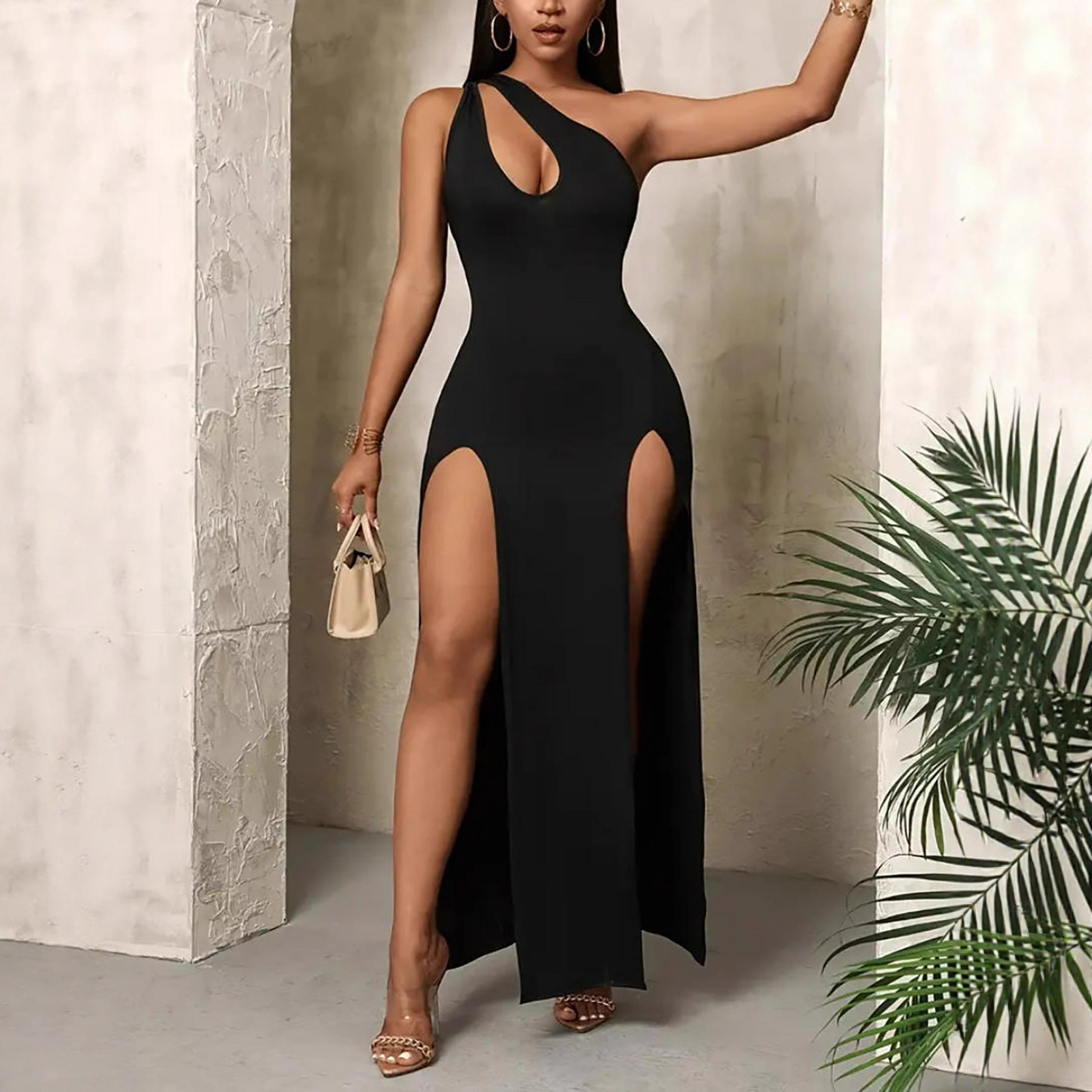 Robe longue fendue sexy à épaules dénudées - Chic&Shines