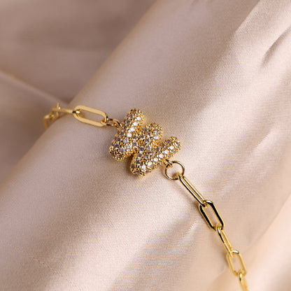 Bracelet clip en zircone pendentif lettre - Chic&Shines