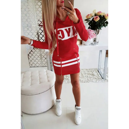 Robe sweat courte à capuche à double fermeture éclair - Chic&Shines