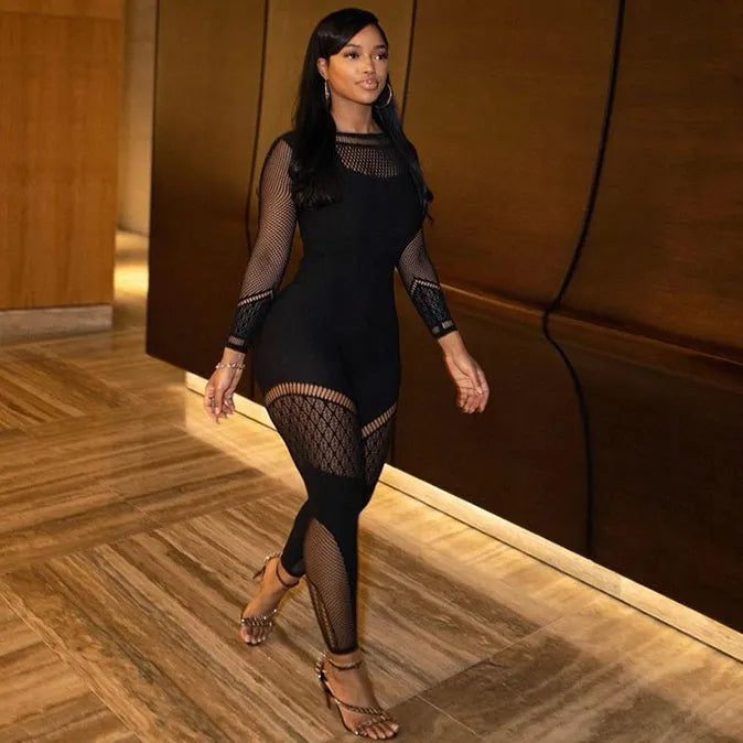 Combinaison Pantalon Manches Longues En Maille - Chic&Shines