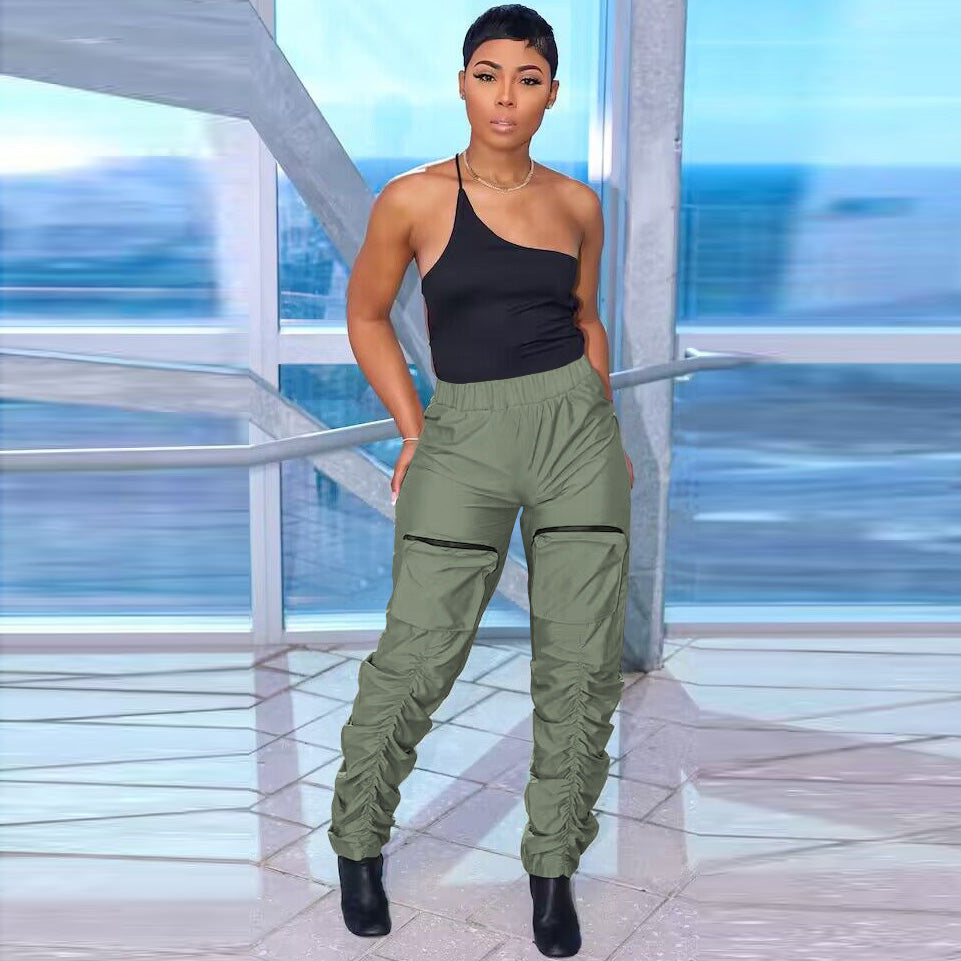 Pantalon poches stéréo bas plissée - Chic&Shines