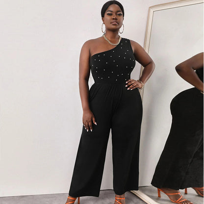 Combinaison pantalon Une Épaule Sans Manches Perlée - Chic&Shines