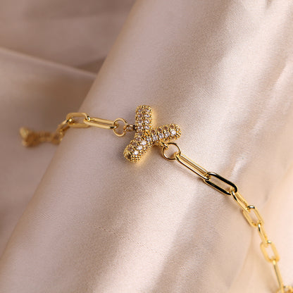 Bracelet clip en zircone pendentif lettre - Chic&Shines