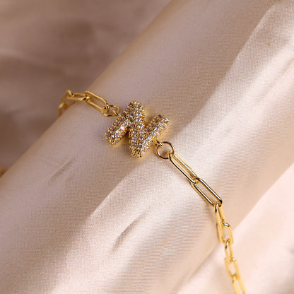 Bracelet clip en zircone pendentif lettre - Chic&Shines