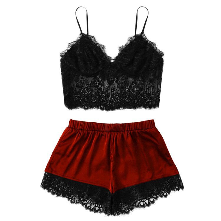 Lace shorts and camisole pajama set