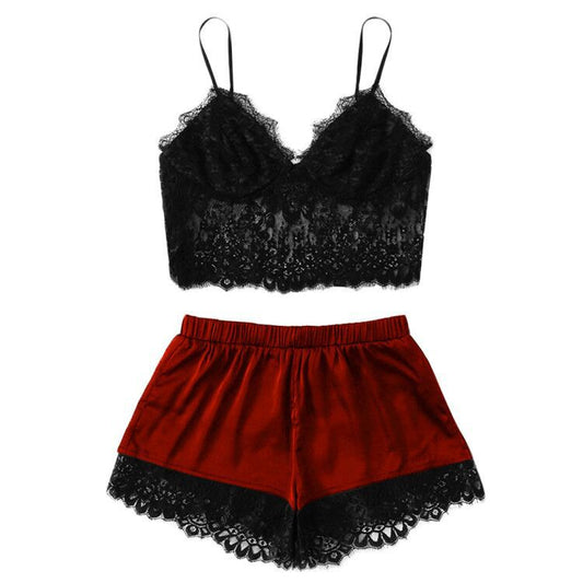 Lace shorts and camisole pajama set
