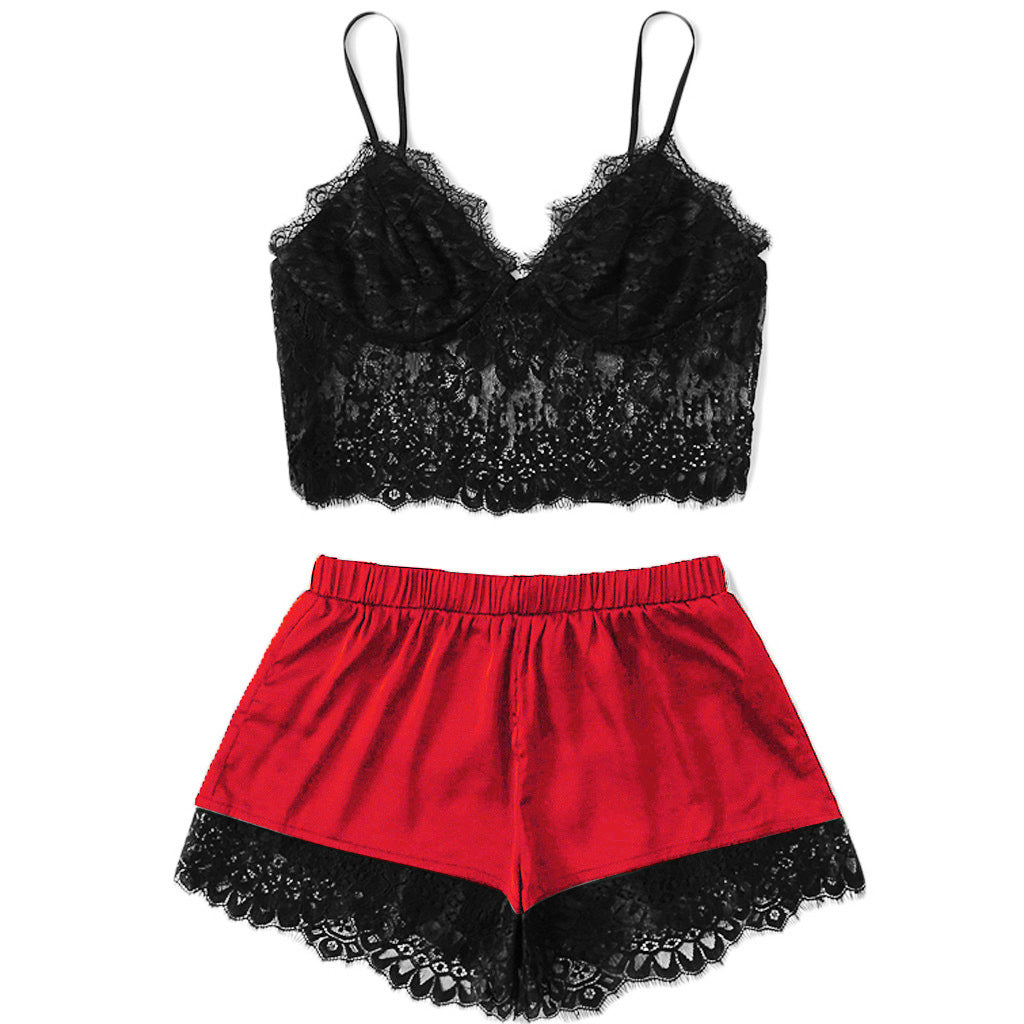 Lace shorts and camisole pajama set