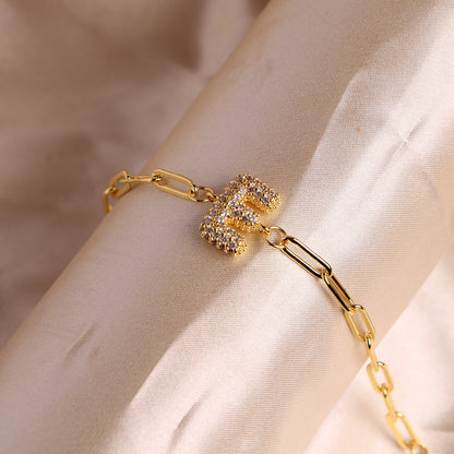 Bracelet clip en zircone pendentif lettre - Chic&Shines