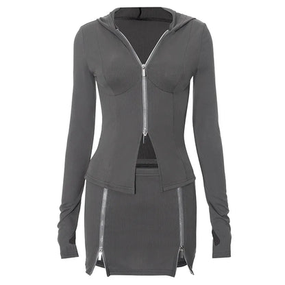 Ensemble veste manche longues éclair et jupe - Chic&Shines