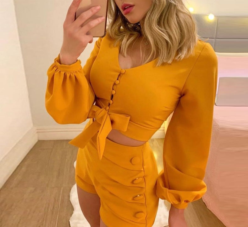 Ensemble short et chemiser manches longues lanternes