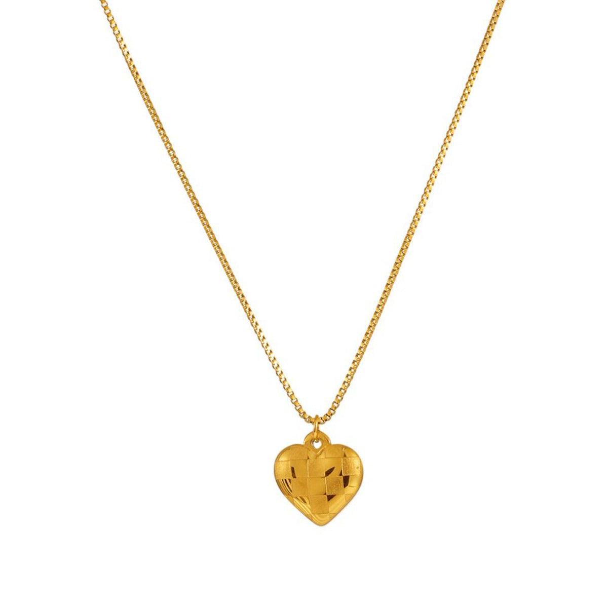 Collier pendentif cœur damier en acier inoxydable - Chic&Shines