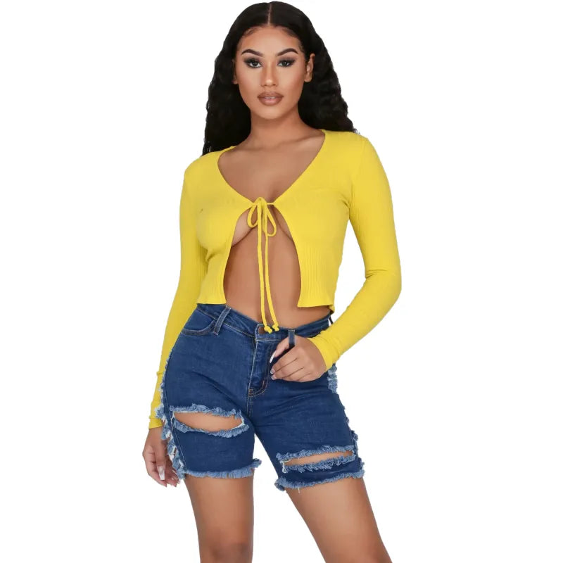 Short jeans à ourlet déchiré - Chic&Shines