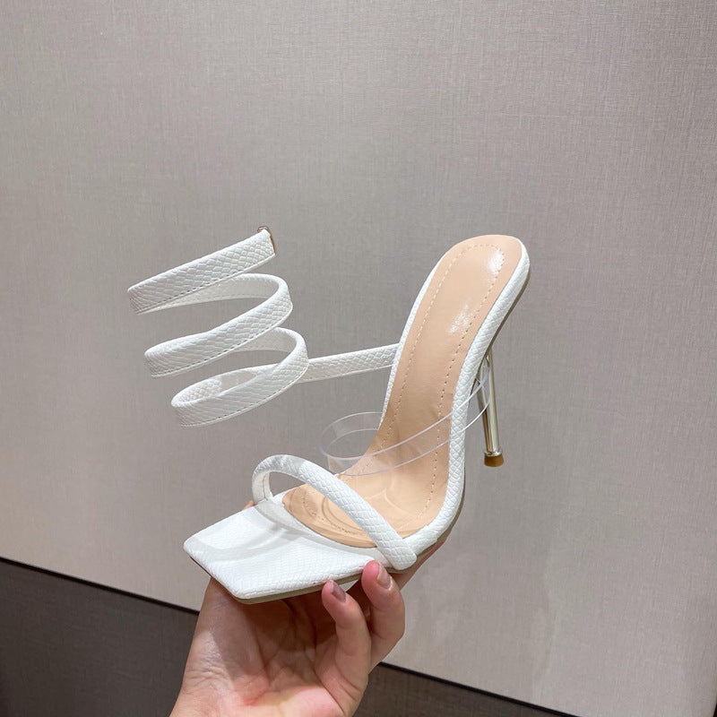 Sandales d'été à bout carré et bride serpent - Chic&Shines