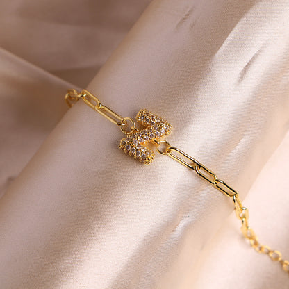 Bracelet clip en zircone pendentif lettre - Chic&Shines