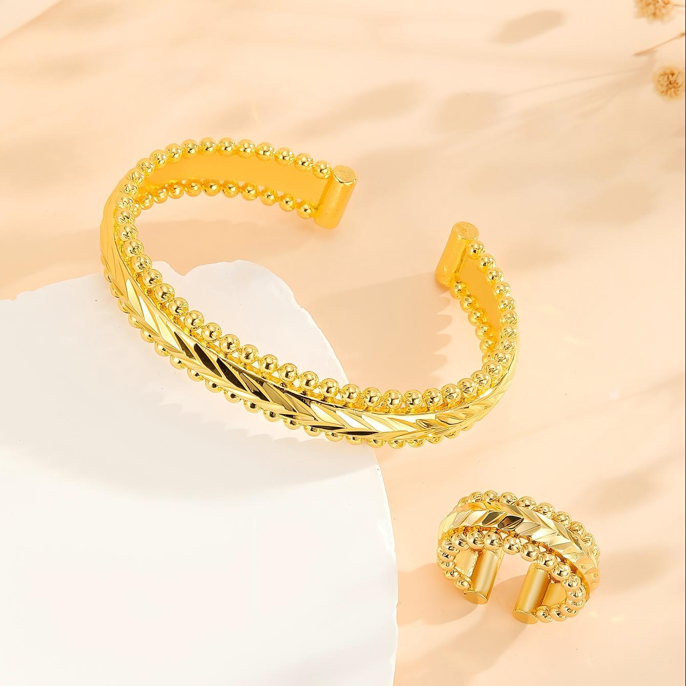 Ensemble bijoux bagues et bracelets plaqués or
