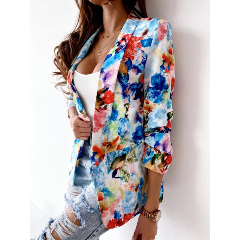 Blazer Tie Dye À Manches Longues Revers - Chic&Shines