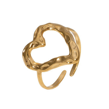 Bague coeur ajustable en acier inoxydable - Chic&Shines