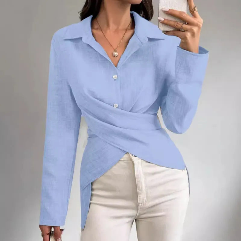 Striped long sleeve blouse