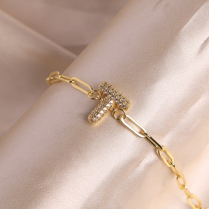 Bracelet clip en zircone pendentif lettre - Chic&Shines