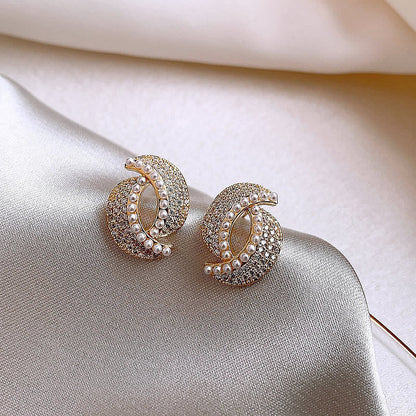 Boucles d'oreilles ornées de strass et de perle - Chic&Shines