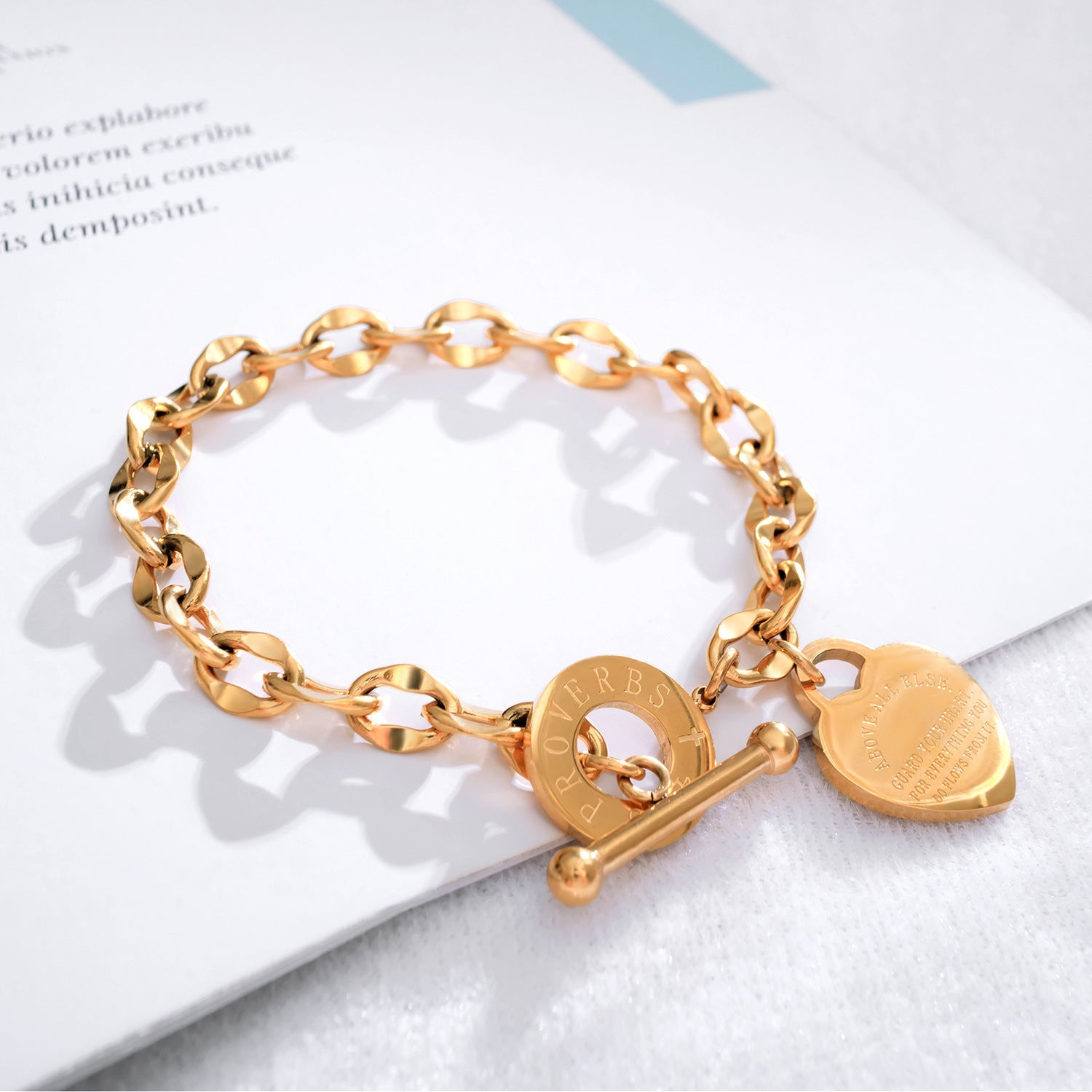 Bracelet pendentif cœur en acier titane - Chic&Shines