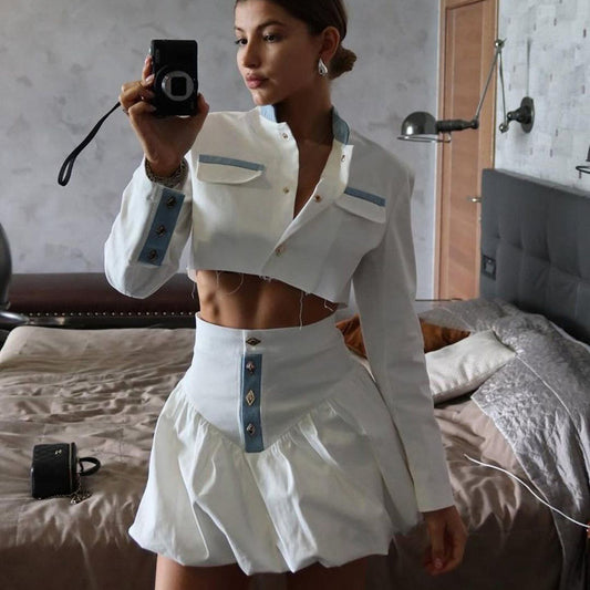 Ensemble chemise manches longues et mini-jupe - Chic&Shines