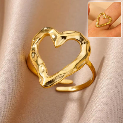 Bague coeur ajustable en acier inoxydable - Chic&Shines