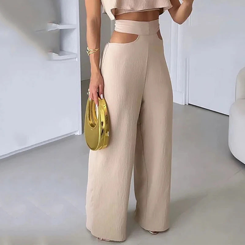 Ensemble à bretelles croisées avec pantalon ajouré