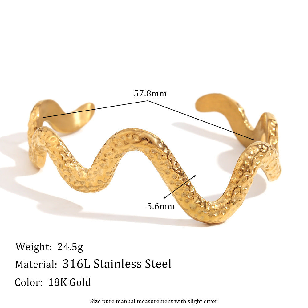 Bracelet acier inoxydable motif serpent ondulé