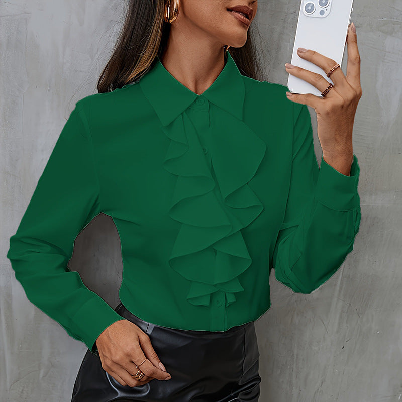Chemise ample en mousseline à volants