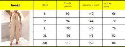 Combinaison pantalon sarouel plissé large col licou dos nu croisée