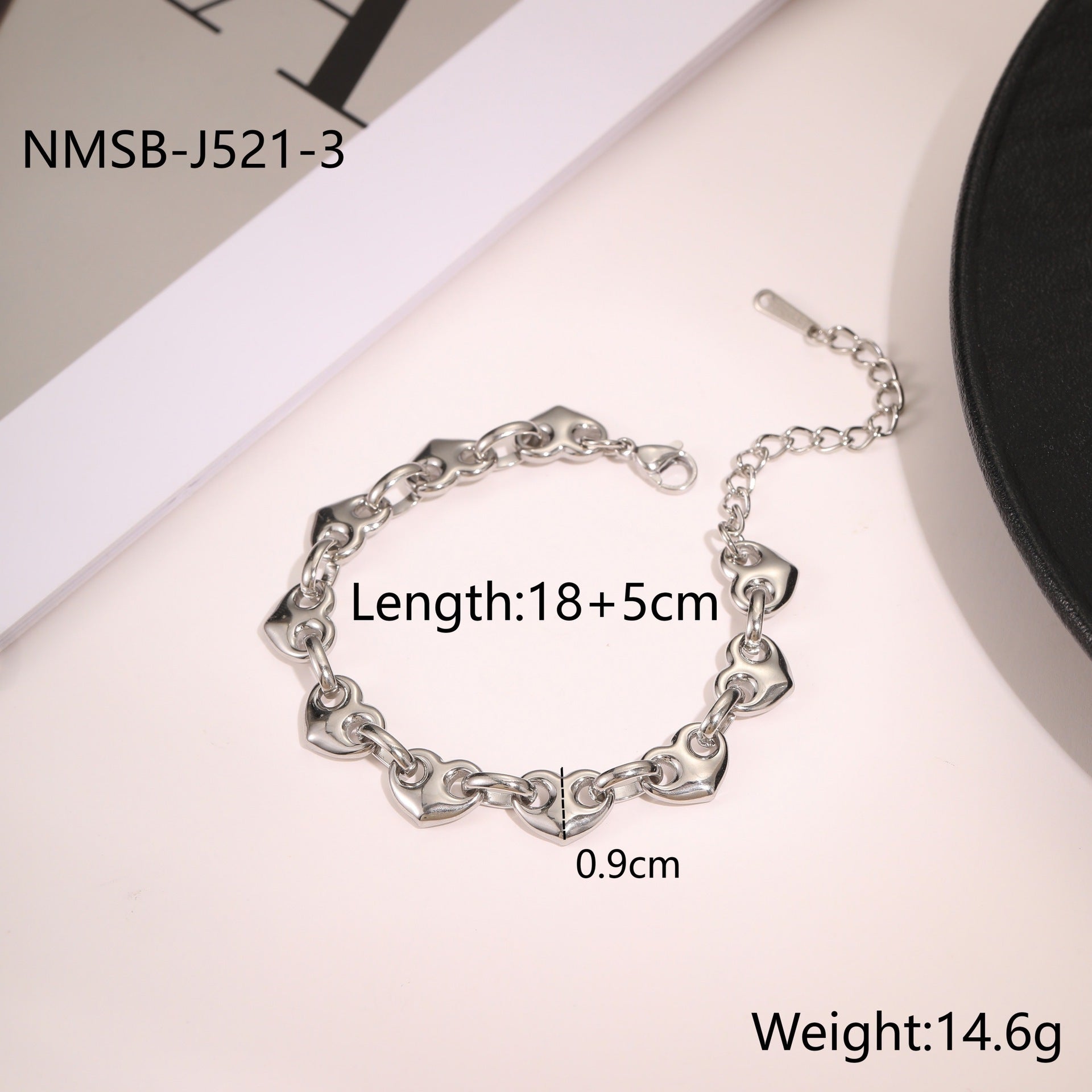 Bracelet motif cœur en acier inoxydable