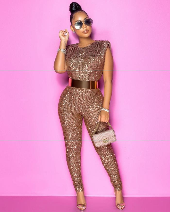 Combinaison pantalon sans manches en strass