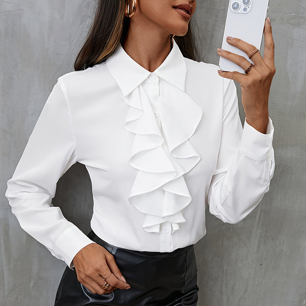 Chemise ample en mousseline à volants