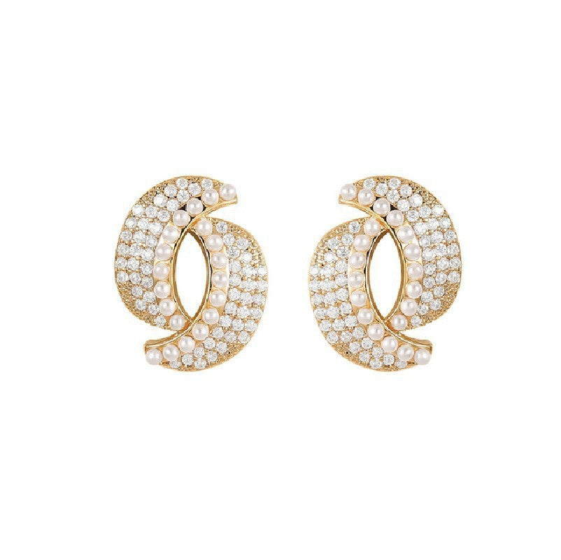 Boucles d'oreilles ornées de strass et de perle - Chic&Shines