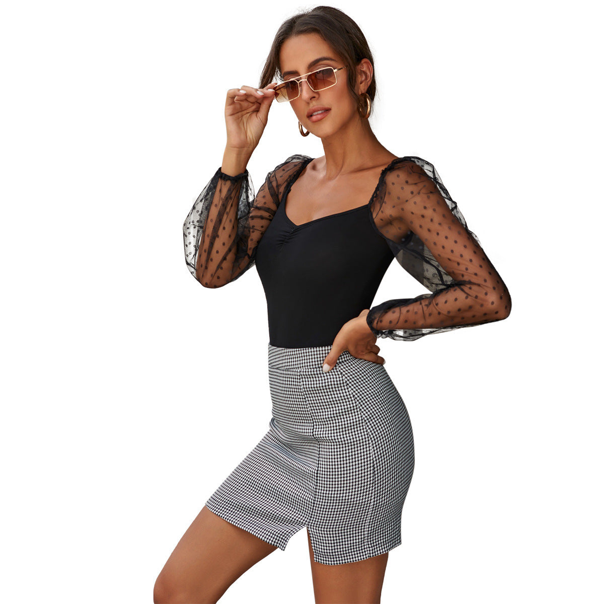 Jupe courte fendue taille haute - Chic&Shines