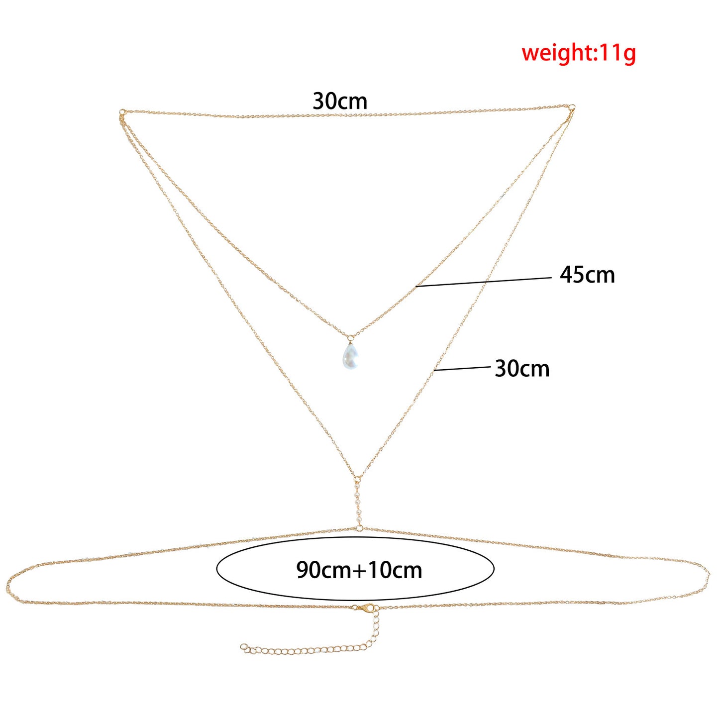 Chaîne arrière multicouche avec pendentif en perles - Chic&Shines