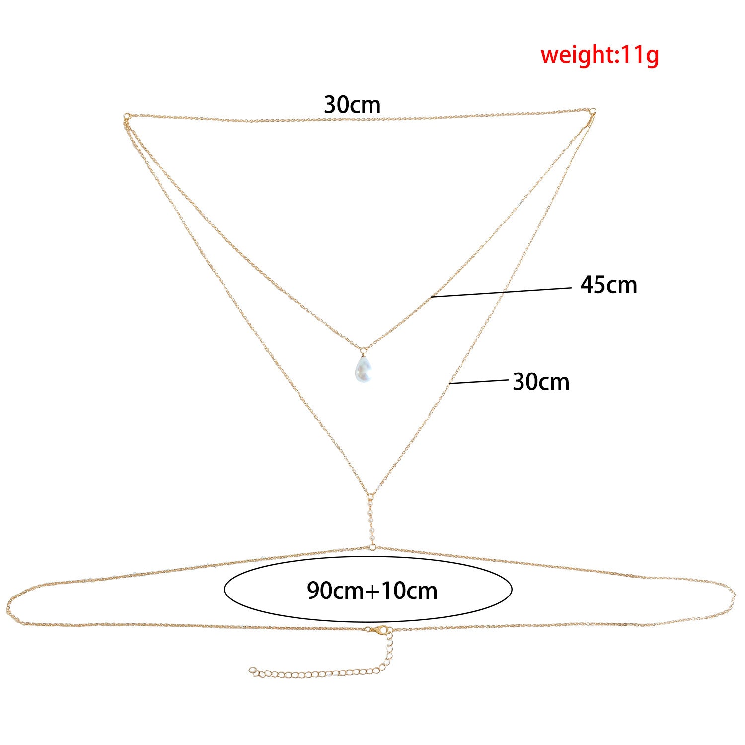 Chaîne arrière multicouche avec pendentif en perles - Chic&Shines