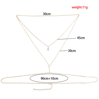 Chaîne arrière multicouche avec pendentif en perles - Chic&Shines