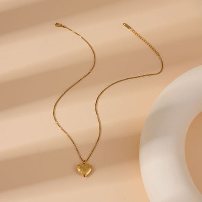 Collier pendentif cœur damier en acier inoxydable - Chic&Shines