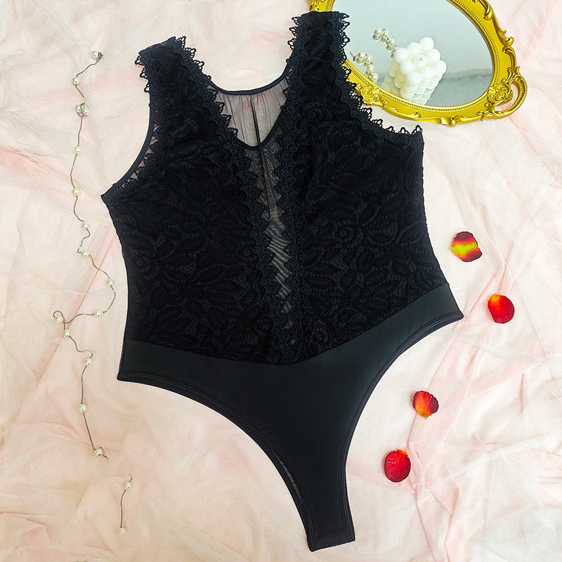 Body siamois en dentelle losange - Chic&Shines