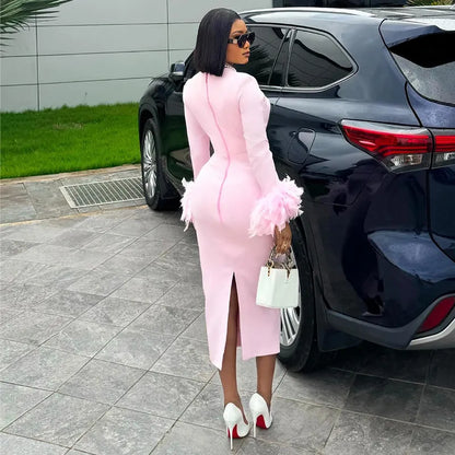 Robe Moulante À Manches Longues Couture En Peluche - Chic&Shines