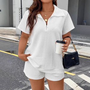 Ensemble haut et short jacquard décontracté