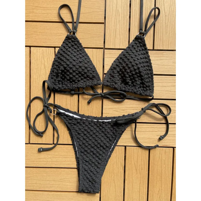 Maillot de bain bikini à bretelles col licou - Chic&Shines